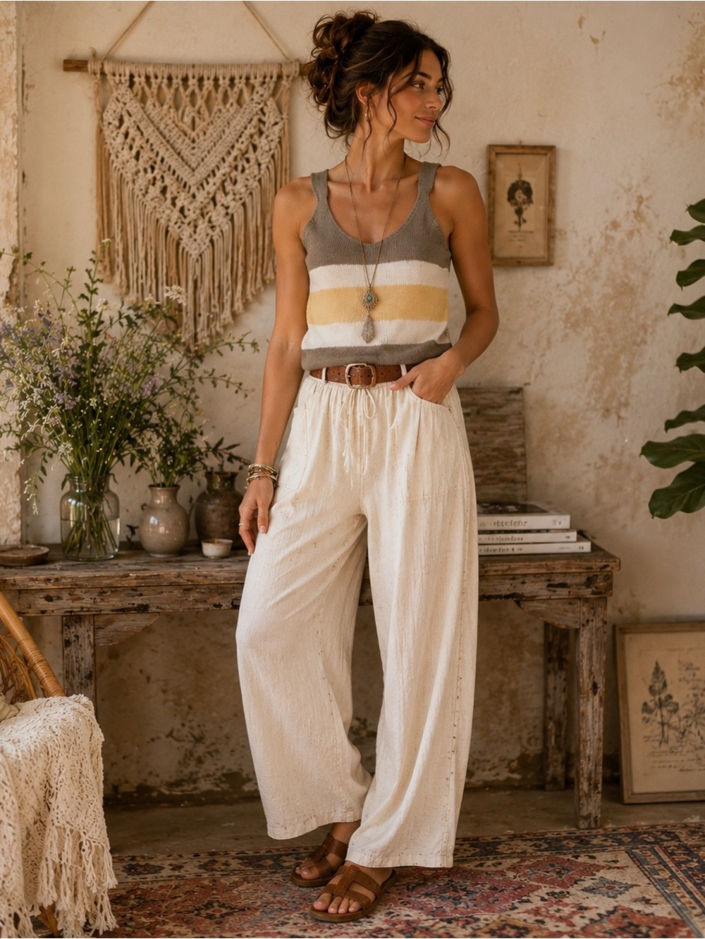 Hippy Rose Striped Knit Tank Top | Boho Coastal Cowgirl Anthropologie Inspired